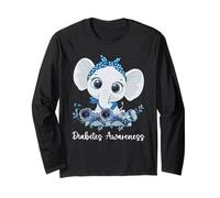 in November We Wear Blue Elephant Ribbon Diabetes Awareness Long Sleeve T-Shirt