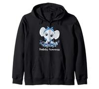 In November We Wear blue Elephant Ribbon Diabetes Awareness Zip Hoodie