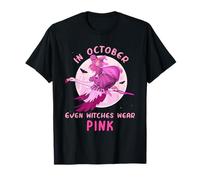 In October Even Witches Wear Pink Cute Witch Halloween T-Shirt