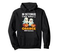 In October We Wear Orange Cute Ghosts Halloween ADHD Kids Pullover Hoodie
