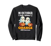 In October We Wear Orange Cute Ghosts Halloween ADHD Kids Sweatshirt