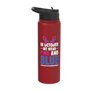 in October we wear Pink and Blue Stainless Steel Insulated Water Bottle
