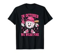 in October We Wear Pink Baseball Breast Cancer Value Graphic T-Shirt