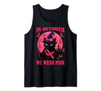 in October We Wear Pink Breast Cancer Awareness Cat Warrior Tank Top