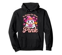 In October We Wear Pink Breast Cancer Awareness Witch Ghost Pullover Hoodie