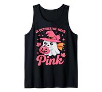 in October We Wear Pink Breast Cancer Awareness Witch Ghost Tank Top