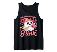 in October We Wear Pink Breast Cancer Awareness Witch Ghost Tank Top