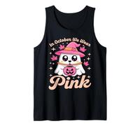 in October We Wear Pink Breast Cancer Awareness Witch Ghost Tank Top