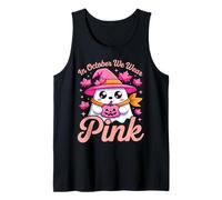 in October We Wear Pink Breast Cancer Awareness Witch Ghost Tank Top