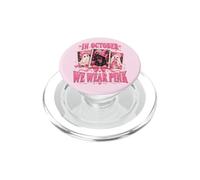 in October We Wear Pink Breast Cancer Halloween Ghosts Cats PopSockets PopGrip for MagSafe