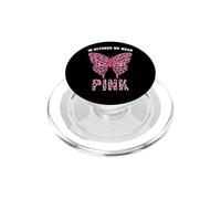 In October We Wear Pink Breast Cancer Leopard Butterfly PopSockets PopGrip for MagSafe