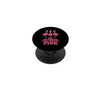 In October We Wear Pink Flamingos Breast Cancer PopSockets Adhesive PopGrip
