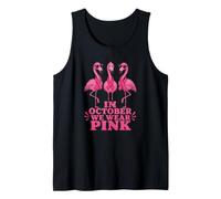 in October We Wear Pink Flamingos Breast Cancer Tank Top