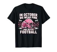 In October We Wear Pink Football Breast Cancer Awareness T-Shirt