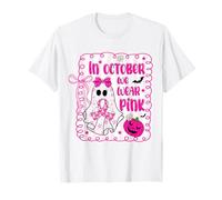 in October We Wear Pink Ghost Breast Cancer Awareness Ribbon T-Shirt