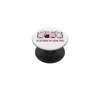 in October We Wear Pink Ghost Cat Breast Cancer Awareness PopSockets Adhesive PopGrip