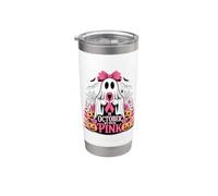 in October We Wear Pink Ghost Pumpkin Halloween Awareness Stainless Steel Insulated Tumbler