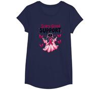 in October We Wear Pink Ghost - Scary Good Support T-Shirt, Girls, Navy, XS