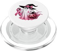 In October We Wear Pink, Ghost Witch, Breast Cancer Awarenes PopSockets PopGrip for MagSafe