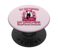 In October We Wear Pink Ghost Witch Breast Cancer Awareness PopSockets Adhesive PopGrip