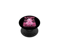 in October We Wear Pink Ghost Witch Breast Cancer Awareness PopSockets Adhesive PopGrip