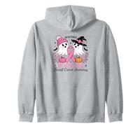 In October We Wear Pink Ghosts Breast Cancer Awareness Zip Hoodie