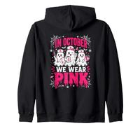 In October We Wear Pink Ghosts Breast Cancer Zip Hoodie
