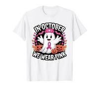 in October We Wear Pink Nurse Ghost Halloween 2025 T-Shirt