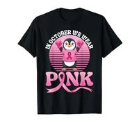 in October We Wear Pink Penguin Breast Cancer Warrior Help T-Shirt