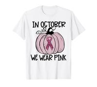 in October We Wear Pink Thanksgiving Breast Cancer Awareness Value Graphic T-Shirt