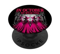 In October We Wear Pink Witch Breast Cancer Awareness Fall PopSockets Adhesive PopGrip