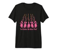 in October We Wear Pink Witch Broomsticks Breast Cancer Premium T-Shirt
