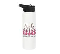 in October We Wear Pink Witch Broomsticks Breast Cancer Stainless Steel Insulated Water Bottle