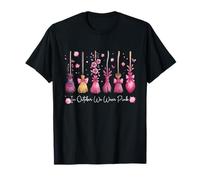 in October We Wear Pink Witch Broomsticks Breast Cancer T-Shirt