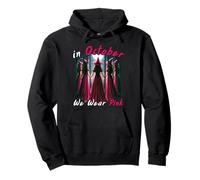 In October We Wear Pink Witch Halloween Breast Cancer Pullover Hoodie