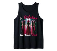 in October We Wear Pink Witch Halloween Breast Cancer Tank Top