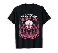 in October We Wear Pink Witches Breast Cancer Awareness T-Shirt