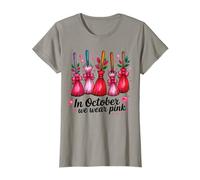 in October We Wear Pink Witches Brooms Spooky Breast Cancer T-Shirt