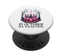 In October We Wear Pink Witches Coven Breast Cancer Awarenes PopSockets Adhesive PopGrip