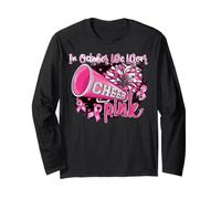 in October We Wear Pink with Cheer Breast Cancer Cheerleader Long Sleeve T-Shirt