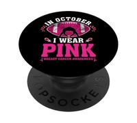 In October Wear Pink Football Player Breast Cancer Awareness PopSockets Adhesive PopGrip