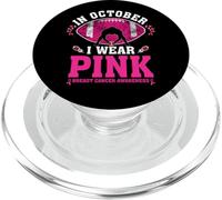 In October Wear Pink Football Player Breast Cancer Awareness PopSockets PopGrip for MagSafe
