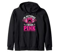 In October Wear Pink Football Player Breast Cancer Awareness Zip Hoodie