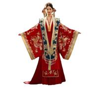 in OrientTown Ancient China Ming Dynasty Hanfu Couple Vintage Costume Dragon Phoenix Embroidery Wedding Dress A150 (Woman, Size XXL)