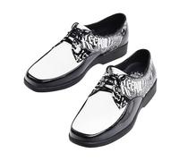 in OrientTown Double Colors Popping Leather Shoes Handcrafted Cowhide Men Black White Shoes Locking Street Dance Antique Funky Hip Hop Shoe, Style2, 8 UK