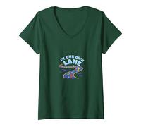 in Our Own Lane: Unique Path Motivational Quote V-Neck T-Shirt, Women, Forest Green, L