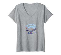in Our Own Lane: Unique Path Motivational Quote V-Neck T-Shirt, Women, Heather Grey, S