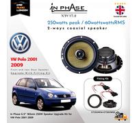 In Phase XTC17.2 17cm 250W 2-Way Car Speakers kit Adapters & Harness for VW Polo
