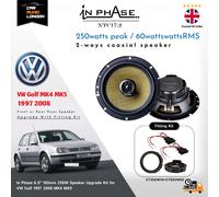 In Phase XTC17.2 250W 2-Way Coaxial Speaker Adapters + Harness for VW Golf MK4/5