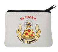 in Pizza We Trust Illuminati Neoprene Coin Purse Pouch 10x11cm White